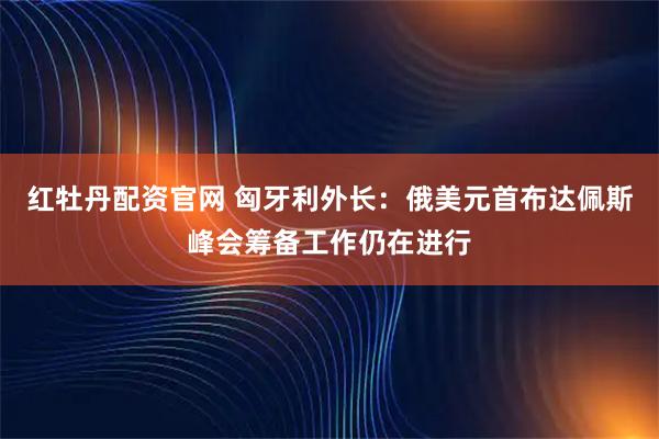 红牡丹配资官网 匈牙利外长：俄美元首布达佩斯峰会筹备工作仍在进行